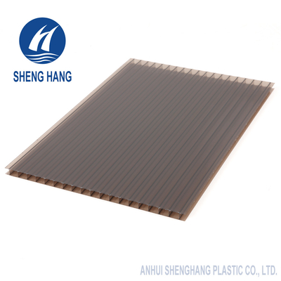 UL94 V0 6mm 10mm Bronze Twinwall แผ่นโพลีคาร์บอเนตสี