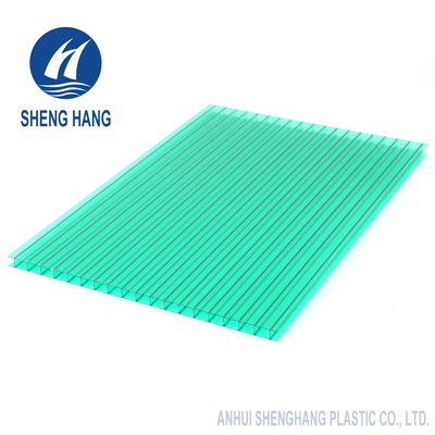 แผ่นโพลีคาร์บอเนตพีซีฝาผนังคู่สีสันสดใสสีเขียวสำหรับตกแต่ง