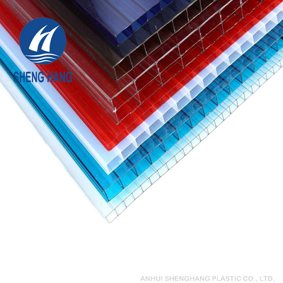 แผ่นโพลีคาร์บอเนตผนังคู่สีเทาขนาด 10 มม. สีเหลืองสำหรับความทนทานต่อสภาพอากาศในโรงเรือน
