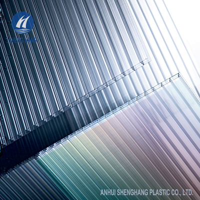สี่เหลี่ยมกลวง 8 มม. หลังคาโพลีคาร์บอเนตสามชั้นผนังโพลีคาร์บอเนต Coextruded