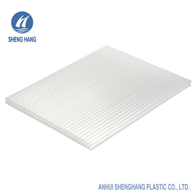 แผงหลังคาโพลีคาร์บอเนตรังผึ้ง 50um ป้องกันรังสียูวี 10 มม. Multiwall น้ำหนักเบา
